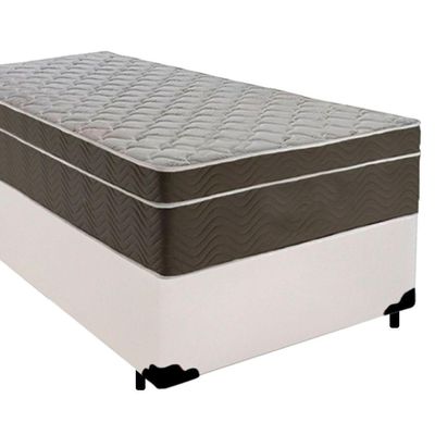 Cama Box Solteiro Sintético + Colchão De Molas Ensacadas - - 88cm Branco