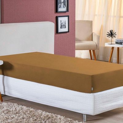 Lençol Com Elástico Solteirão Nobre 1 Peça 30cm De Altura Malha 100% Algodão - Cobre