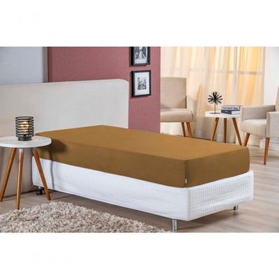 Lençol Com Elástico Solteirão Nobre 1 Peça 30cm De Altura Malha 100% Algodão - Cobre