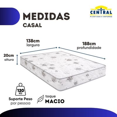 Colchão Casal Espuma D28 Central Conforto 138x188x20cm – Central Espumas