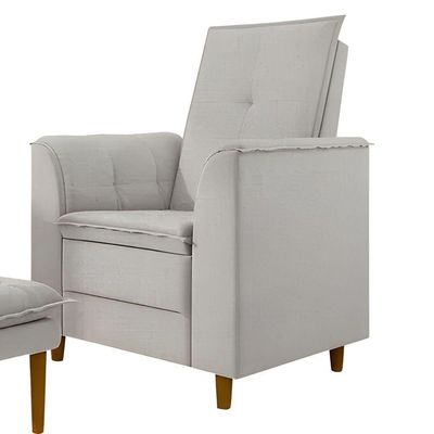 Poltrona Para Sala Confortável Decorativa Isa Linho cinza
