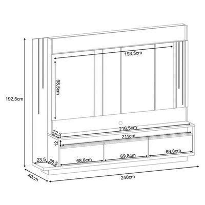 Home Theater Montane Off White Champanhe Com Mesa De Centro Cadenza Off White Champanhe - Hb Móveis