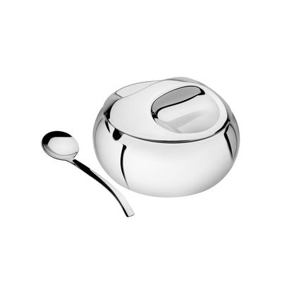 Açucareiro com Colher em Aço Inox Acabamento em Brilho Ideal para Uso Diário Inox Tramontina