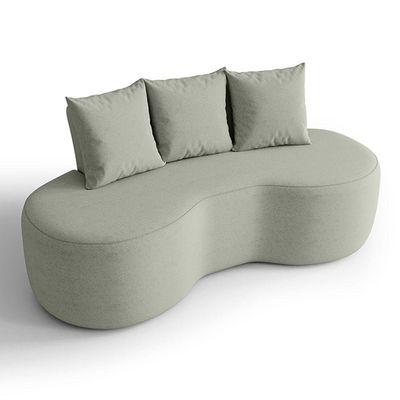 Sofá 2 Lugares Orgânico 160cm Com Almofadas Benin Bouclê Menta B03 - D'rossi
