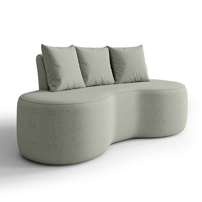 Sofá 2 Lugares Orgânico 160cm Com Almofadas Benin Bouclê Menta B03 - D'rossi