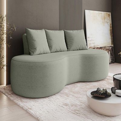 Sofá 2 Lugares Orgânico 160cm Com Almofadas Benin Bouclê Menta B03 - D'rossi