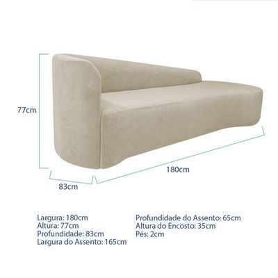 Kit Sofá Curvo França 180cm Ld. E 2 Poltronas Luiza Max Conforto, Elegância E Design Moderno Linho Bege