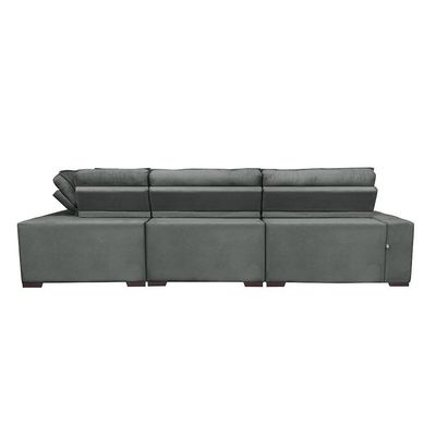 Sofa De Canto Retrátil E Reclinável De Molas Cama Inbox Austin 3,45x2,44 Ou 2,44x3,45 Velusoft Cinza