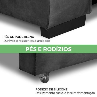 Sofa Retratil Reclinavel 2 Lugares 2,90 Vitória Veludo Grafite Lansofbr