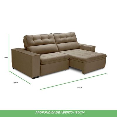 Sofa Retratil Reclinavel 2 Lugares 2,00 Vitória Veludo Capuccino Lansofbr