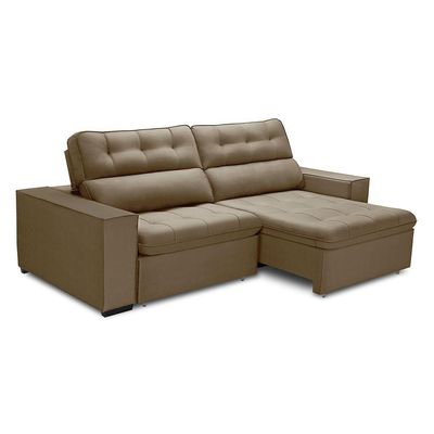 Sofa Retratil Reclinavel 2 Lugares 2,00 Vitória Veludo Capuccino Lansofbr