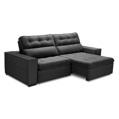 Sofa Retratil Reclinavel 2 Lugares 2,20 Vitória Veludo Grafite Lansofbr
