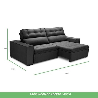 Sofa Retratil Reclinavel 2 Lugares 2,20 Vitória Veludo Grafite Lansofbr