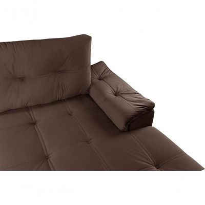 Sofá Viena 3 Lugares Com Chaise E Canto Premium Império Marrom Marrom 379