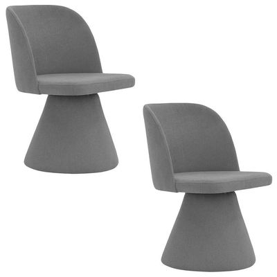 Kit 02 Cadeiras De Jantar Liz Base Fixa Linho Cinza - Nexta Casa