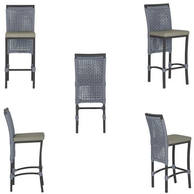 Mesa Bistrô E 2 Banquetas Roma Preta Corda Estofado 7 Trama Prata