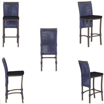 Mesa Bistro E 2 Banquetas Roma Marrom Corda Náutica 12 Azul