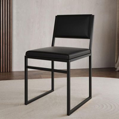 Kit 8 Cadeiras De Jantar Industrial Isa Assento Corino Para Mesa Sala Cozinha - Preto