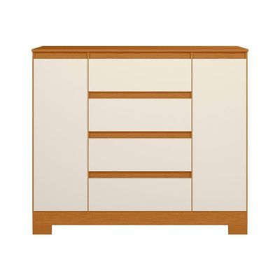 Comoda Sapateira Atena Com 4 Gavetas E 2 Portas Cinamomo-off White