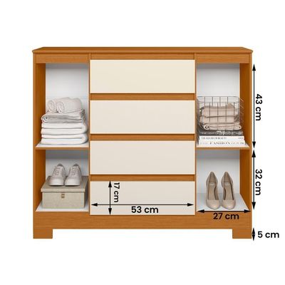 Comoda Sapateira Atena Com 4 Gavetas E 2 Portas Cinamomo-off White