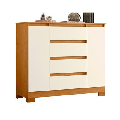 Comoda Sapateira Atena Com 4 Gavetas E 2 Portas Cinamomo-off White