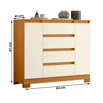 Comoda Sapateira Atena Com 4 Gavetas E 2 Portas Cinamomo-off White