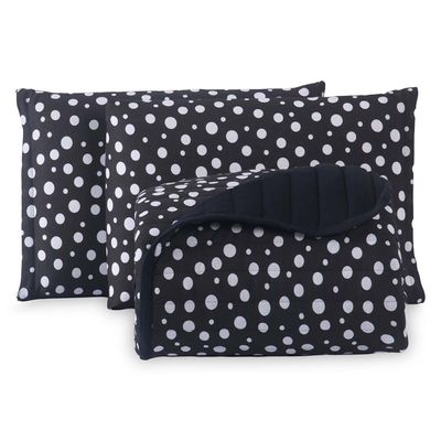 Kit Cobre Leito Colcha Polly King 3 Peças Malha 100% Algodão Estampa Bolinhas - Preto