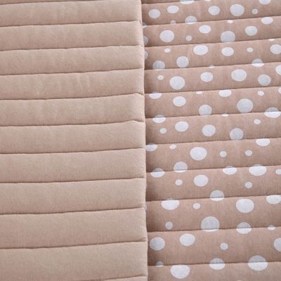 Kit Cobre Leito Colcha Polly Queen 3 Peças Malha 100% Algodão Estampa Bolinhas - Bege