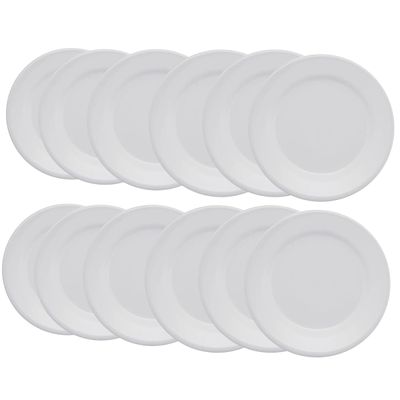 Prato Raso Plus Branco de Cerâmica 24cm 12 Unidades - Biona 141992
