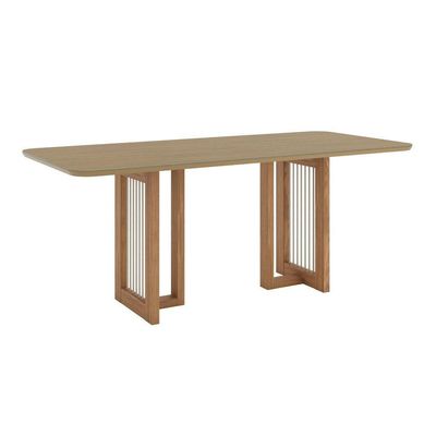 Mesa Yara 6 Lug Tampo 200cm Canto Arredondado C Vidro Nature
