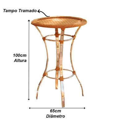 4 Banquetas Haiti + Mesa Bistrô Alumínio Com Tampo Tramado Pedra Ferro