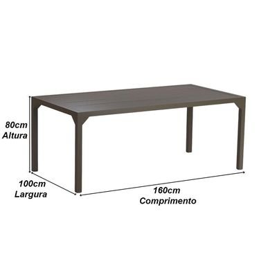Mesa Retangular Haiti 160cm Com Tampo Ripado Trama Fendi