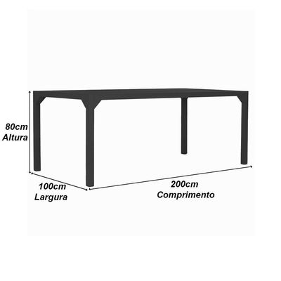 Mesa Retangular Haiti 160cm Com Tampo Ripado Trama Fendi
