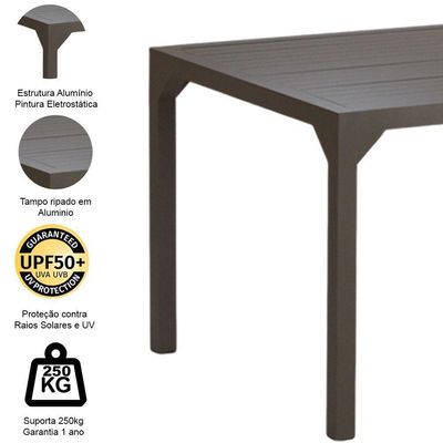 Mesa Retangular Haiti 160cm Com Tampo Ripado Trama Fendi