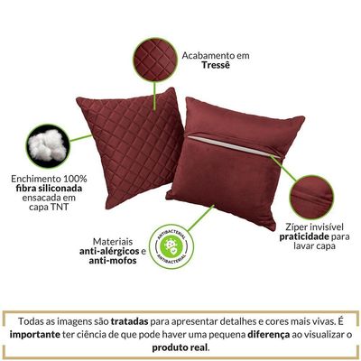 Almofadas Tressê Decorativas 40x40cm Veludo - Nexta Casa Cor Marsala