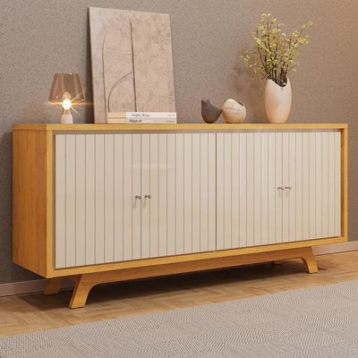 Aparador Buffet Para Sala De Jantar 4 Portas 180cm Junia D05 Cedro Off White - Lyam Decor