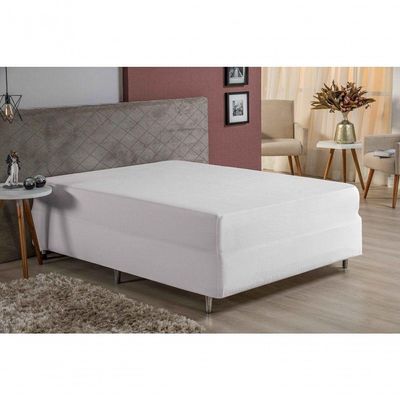 Lençol Com Elástico Casal Nobre 1 Peça Luva De Box 55cm De Altura Malha 100% Algodão - Branco