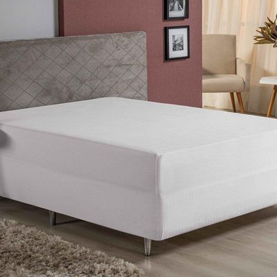 Lençol Com Elástico Casal Nobre 1 Peça Luva De Box 55cm De Altura Malha 100% Algodão - Branco