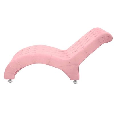 Espreguiçadeira Recamier Divã Para Sala E Clínica Veludo Cor Rosa Bebe
