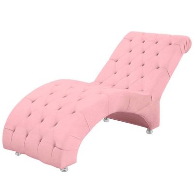 Espreguiçadeira Recamier Divã Para Sala E Clínica Veludo Cor Rosa Bebe