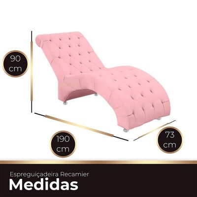 Espreguiçadeira Recamier Divã Para Sala E Clínica Veludo Cor Rosa Bebe