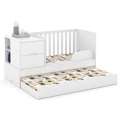 Berço Americano Multifuncional Formare Branco Acetinado - Matic E Guarda Roupa Casal Americano 6 Portas Branco Hp - Henn