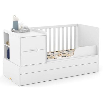 Berço Americano Multifuncional Formare Branco Acetinado - Matic E Guarda Roupa Casal Americano 6 Portas Branco Hp - Henn