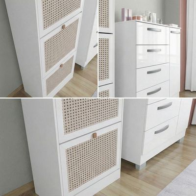 Kit Cômoda Elena E Sapateira 3 Portas Branca Poquema Branco