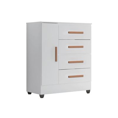 Guarda Roupa Casal Porto 8 Portas Com Cômoda 4 Gavetas E 1 Porta E Armário Multiuso Lite Branco Brilho  - Leão