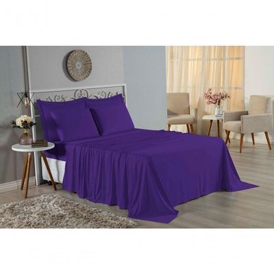 Lençol De Cima Queen Nobre 1 Peça 2,50m X 2,40m Malha 100% Algodão - Roxo