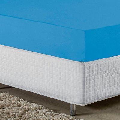 Lençol Com Elástico Casal Nobre Viúva 1 Peça 30cm De Altura Malha 100% Algodão - Turquesa