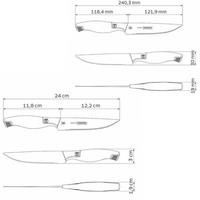 Faca Para Churrasco E Frutas Tramontina Sublime Lamina E Cabo M Aço Inox 5 Polegadas 24064105