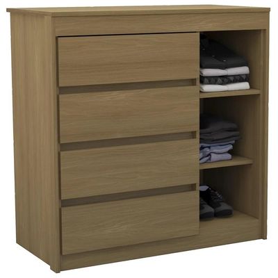 Cômoda Quarto 93cm 4 Gavetas 1 Porta Samira Freijó L01 - Mpozenato