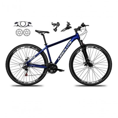 Bicicleta Aro 29 Absolute Nero 5 Alumínio 21v Câmbios Shimano Freio A Disco Hidráulico Mtb Azul Tam: 15